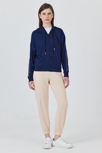 Rays Laci Zippered Hooded Sweatshirt with Stripe Detail 3045
