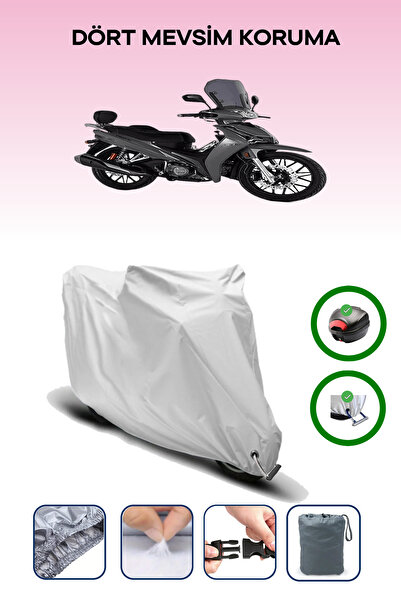 Breen Kuba Cristal 50 için Arka Çanta ve Kilit Uyumlu Gri Motosiklet Branda, Güvenli