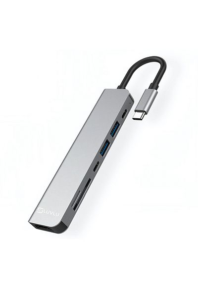 LUVLU Hub Usb C 7 In 1, 1 Hdmi 4k, 1 Pd 100w, 2 Usb 3.0, 1 Usb-c Data, 1 Sd/tf Card Reader