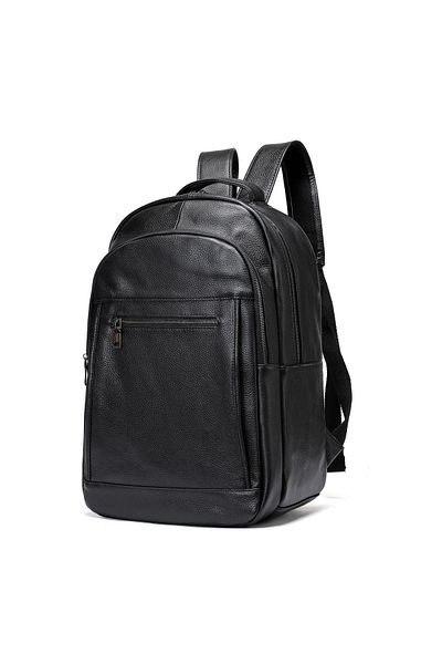 Busy Lady&Gentleman Men's Genuine Leather Backpack, Zenith 2, Large Capacity, Laptop Compartment, Black