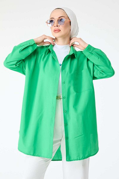 TOFİSA Single Pocket Shirt Green - 27087