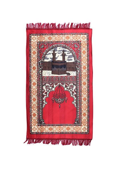 MANASEK Makkah Printed Prayer Mat (Red)