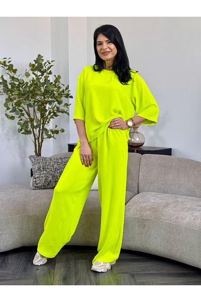 RAMONA BADESCU EXCLUSIVE Casual Suit with Wide Leg Pants Neon Green