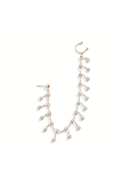 Girift Vintage Aver Taşlı Sallantılı Kulak Ve Burun Zinciri - Hint Hızması