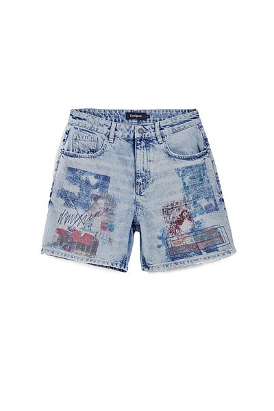 Desigual Pantaloni scurți din denim pentru femei 25SWDD24 albaștri