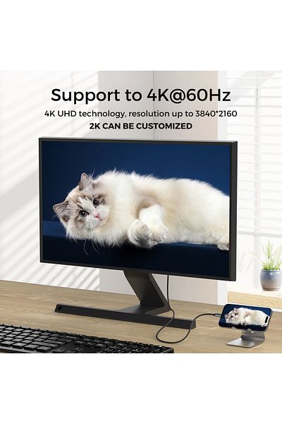 LUVLU USB C to HDMI braided cable, UHD 4k@60Hz, 18Gbps speed, 3D, HDR, HDCP, length 2m