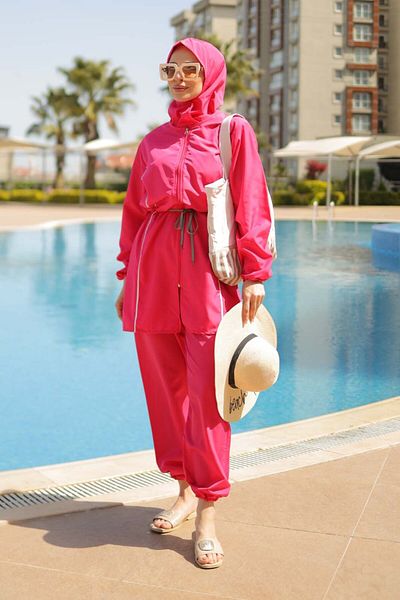 TOFİSA Hijab Swimsuit Set Fusya - 27096