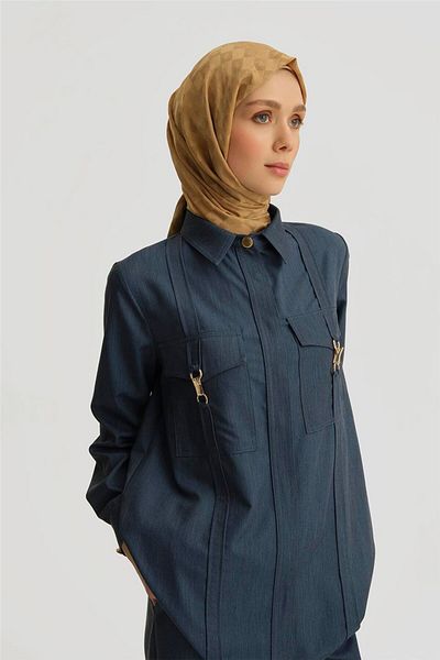 Armine Denim Jacket with Stitching Detail 25Yd4241-1 Indigo
