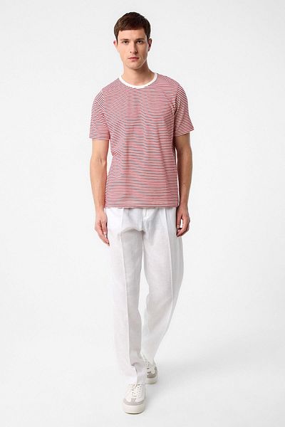 Antioch Red Regular Fit Striped Men's T-Shirt