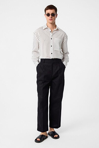 Antioch Black High Waist Cotton Men's Trousers