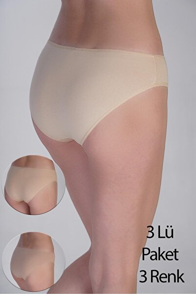 cotonhause Γυναικεία βαμβακερά εσώρουχα μπικίνι 3 Συσκευασία – Κανονική μέση Skin-Mink Brown 365001