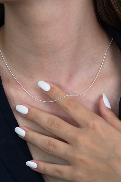 Takı Dükkanı İnce Yılan Snake Unisex Gümüş Kolye Zincir Chain 50cm 2,5gr msn20