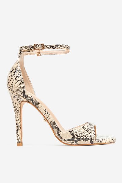 DeeZee Sandale damă cu toc înalt, bej, stiletto, talie înaltă, 38