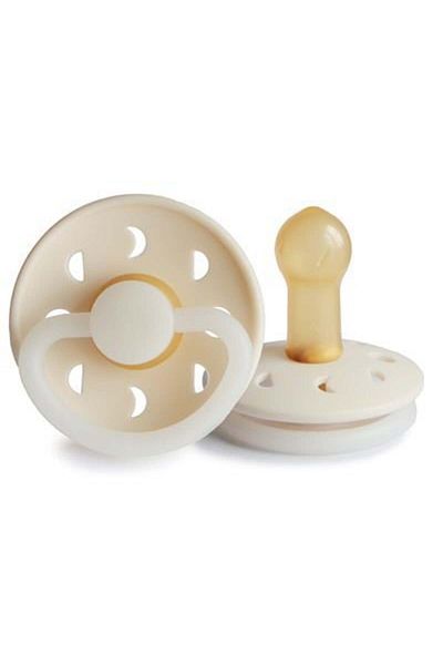 Frigg Cream Night 6-18 Months Moon Phase Rubber Pacifier - Glow in the Dark