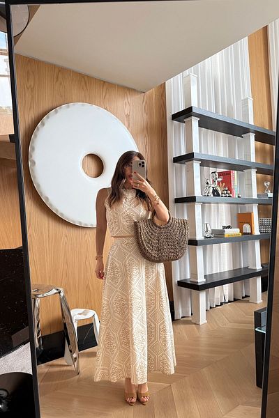Özge Özgenç Ethnic Pattern Skirt Blouse Set