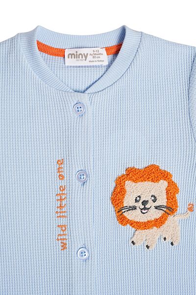Miny Center Waffle Fabric Buttoned Baby Boy Jumpsuit