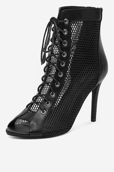 DeeZee Women's Low Ankle Boots Black Stiletto Heel 37
