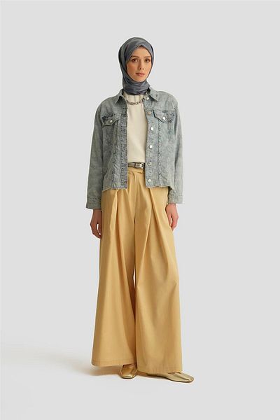 Armine Jachetă din denim brodat Fisto 25YD9119 Albastru