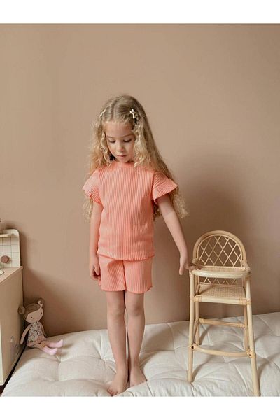 RAPAPA Girl's Short Sleeve Shorts Suit Bottom Top 2 Piece Suit 1753