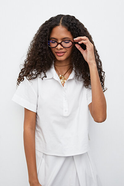 urban focus Half Placket Knitwear Collar Blouse