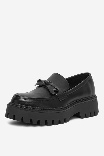 DeeZee Mocasini damă cu talpă groasă și talpă joasă, negri, mărimea 38