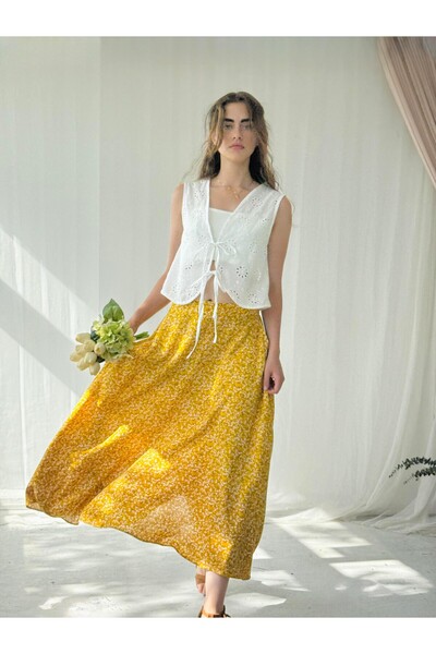 Retrobird Valerie Viscose Flared Long Skirt Women Yellow