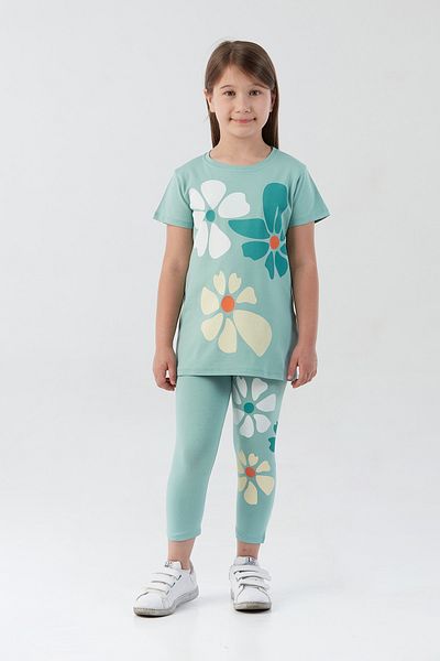 Fulla Moda Girl's Suit with Floral Printed Tights