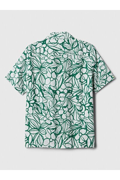 GAP Erkek Çocuk Yeşil Keten Karışımlı Vacay Gömlek