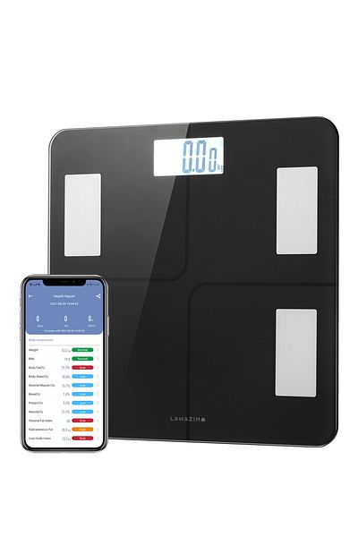 Lawazim Digital Personal Scale with Bluetooth – LED Smart Body Fat Scale, 13 Metrics, APP Sync