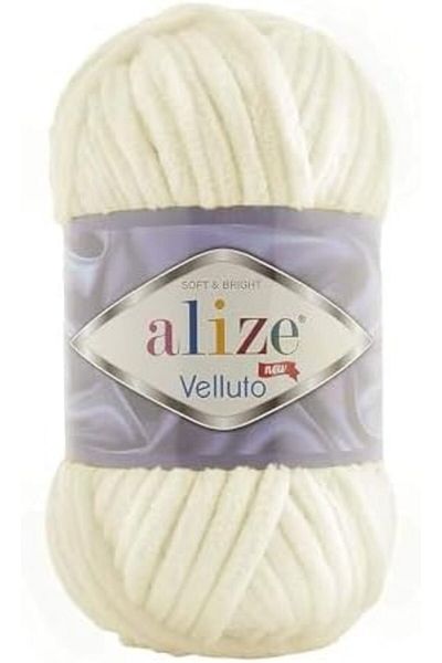Alize Velluto Hand Knitting Yarn 1PC (Light Cream No. 62)