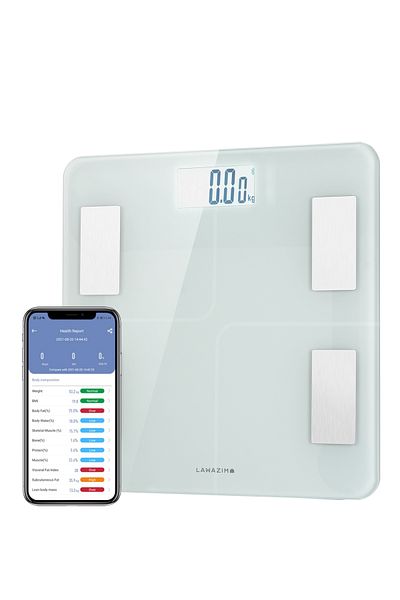 Lawazim Digital Personal Scale with Bluetooth – LED Smart Body Fat Scale, 13 Metrics, APP Sync