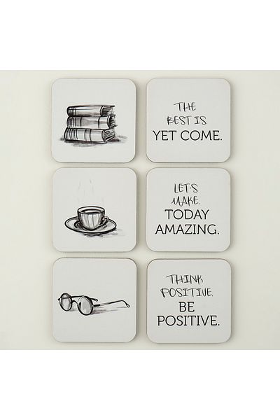 Bella Maison Learn 6 Coasters Black (10X10 cm)