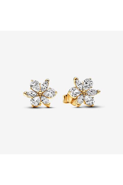 Pandora Pandora Herbarium Earrings with Zirconia Flower - 14k Gold