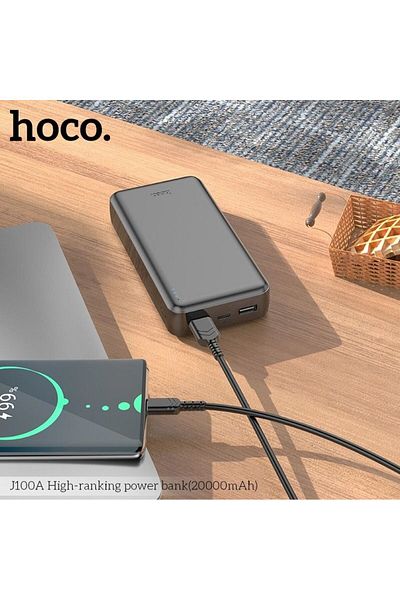 Hoco Baterie Externa Hoco J100 A Premium, 2xUSB, 1xType C, 20000 mAh, neagra