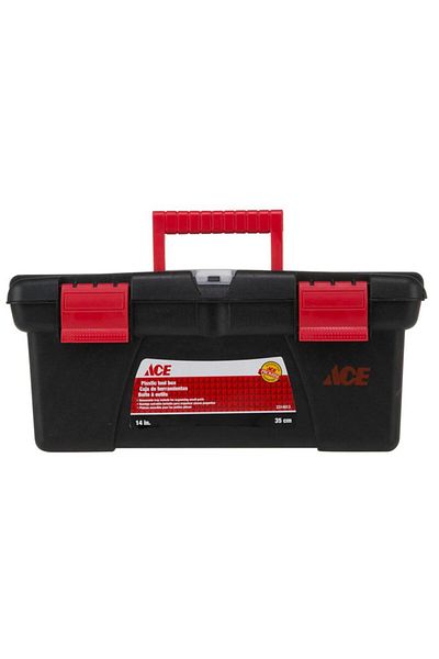 ACE صندوق أدوات بلاستيكي مع صينية قطع غيار (36 سم، أسود)