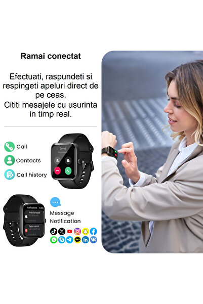 Smart Vibe Έξυπνο ρολόι TOZO® S3 Λήψη/Πραγματοποίηση κλήσεων, 1,83" Ultra Touch, 24/7 Fitness Tracker, Ροζ Χρυσό