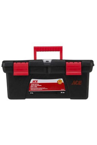 ACE صندوق أدوات بلاستيكي مع صينية قطع غيار (36 سم، أسود)