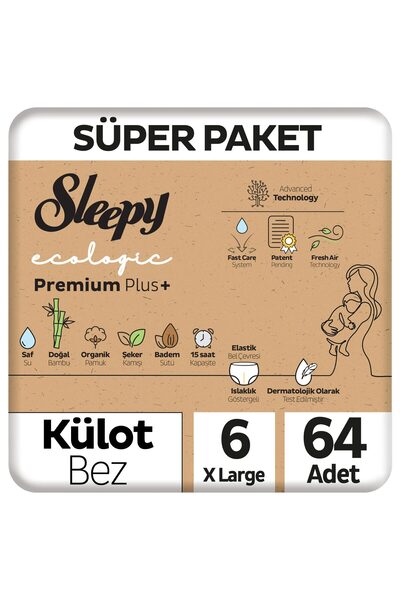 Sleepy Ecologic Premium Plus Süper Paket Külot Bez 6 Numara Xlarge 64 Adet