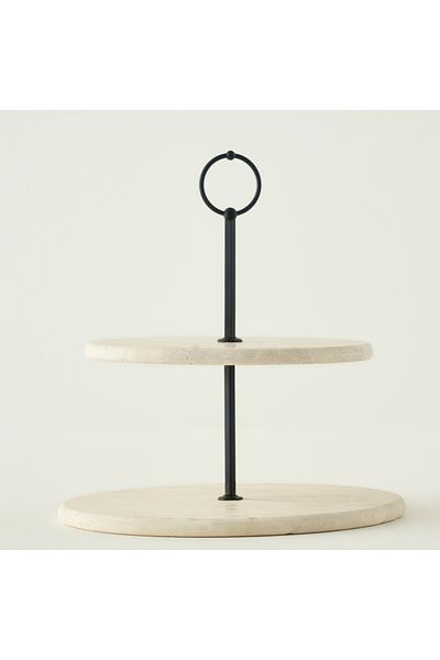 Bella Maison Ephesus Travertine 2 Tier Cookie Holder Natural