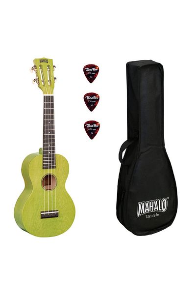 Mahalo Ml2sg Set Ukulele Concert, Finisaj Verde Sea Green, 3 Pene, Husa