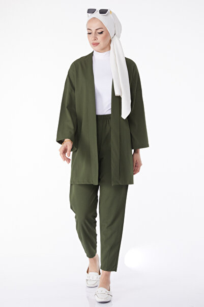 TOFİSA Ζακέτα Παντελόνι Διπλό Σετ Χακί - 27115