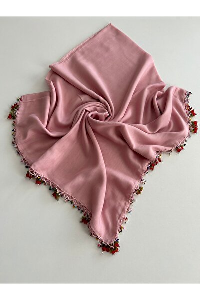 GÜNBATILI El Emeği Kiraz Oyası Yazma Kenarı Boncuklu Tülbent el işi oya 100x1...