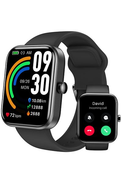 Smart Vibe TOZO® S3 Smartwatch Receive/Make Calls, 1.83” Ultra Touch, 24/7 Fitness Tracker, Black