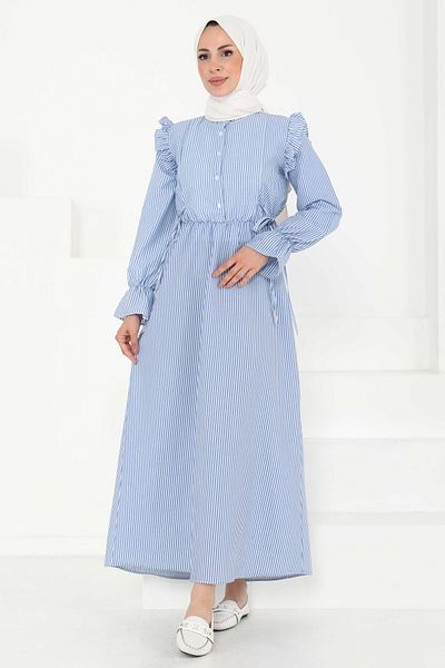 TOFİSA Rochie cu dungi Saks - 27187