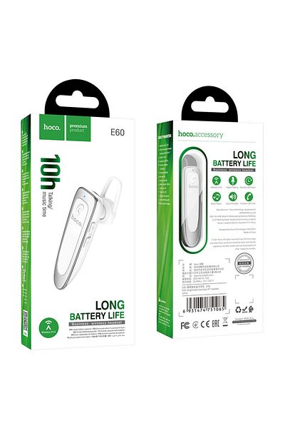 Hoco Casca Wireless Hoco E60, Bluetooth 5.0, Incarcare rapida, Microfon, Acumulator 150mAh, Alb