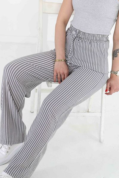 TOFİSA Striped Trousers Gray - 27141