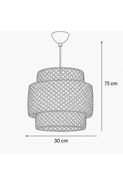 İstanbul Avize Rattan 30 cm Avize Bambu,İskandinav,Bohem,Modern Aydınlatma
