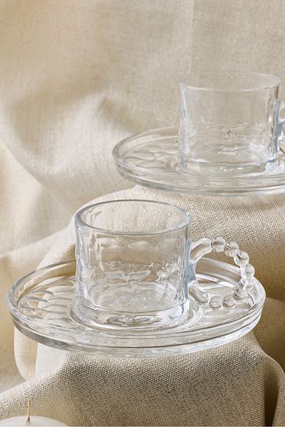 Perotti Ringo Stone Transparent 6-Piece Bead Handle Coffee Cup