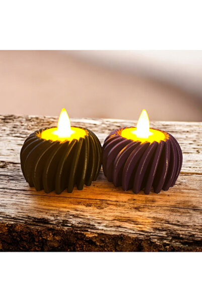 Melodyone 2’li Spiral Desenli LED Işıklı Dekoratif Yuvarlak Plastik Mum Seti ...