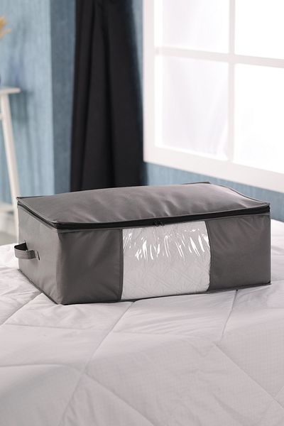 Vedsey Home Organizer Set of 3 Large Size 70X50X25Cm Windowed Sofa Bed & Underbed, Quilt & Pillow Organizer Storage Anthracite Gray